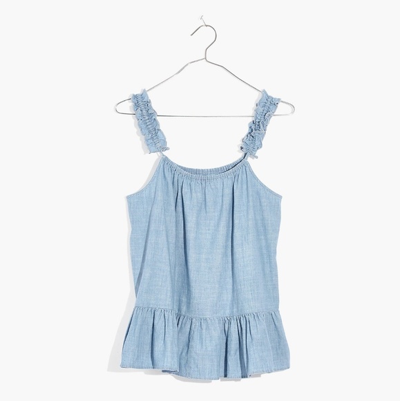 Madewell Tops - Madewell Denim Ruffle-Strap Cami Top